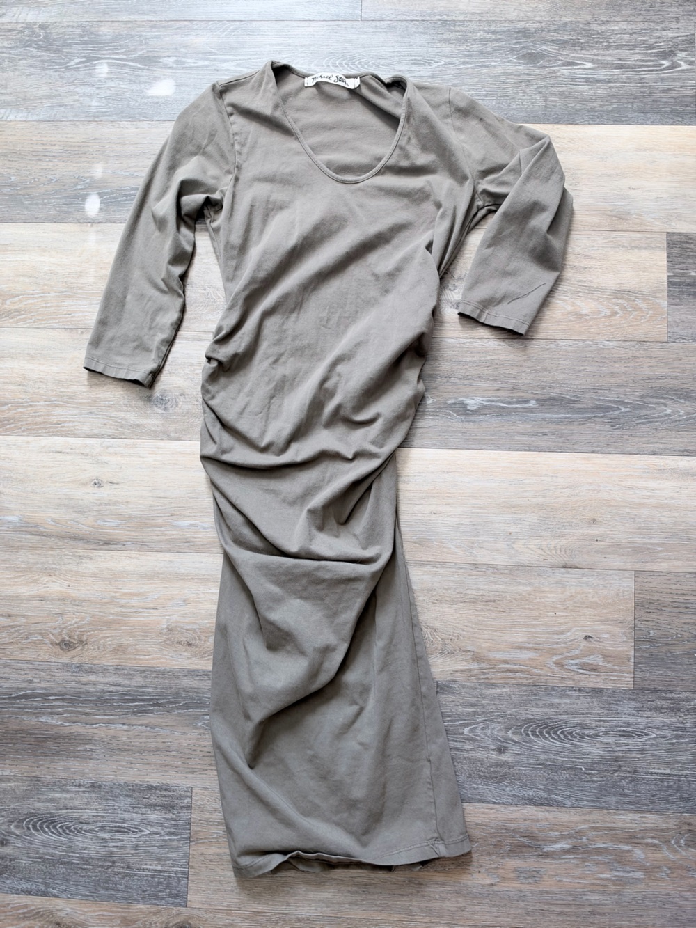 Michael Stars 3/4 sleeve ruched dress sz L